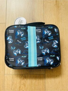 Kids Gaming Lunch Bag - Blue Game Controller Print NWT
